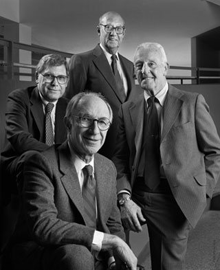(Clockwise from front center) Robert Geddes, Mel Brecher, George Qualls, Warren “Barney” Cunningham